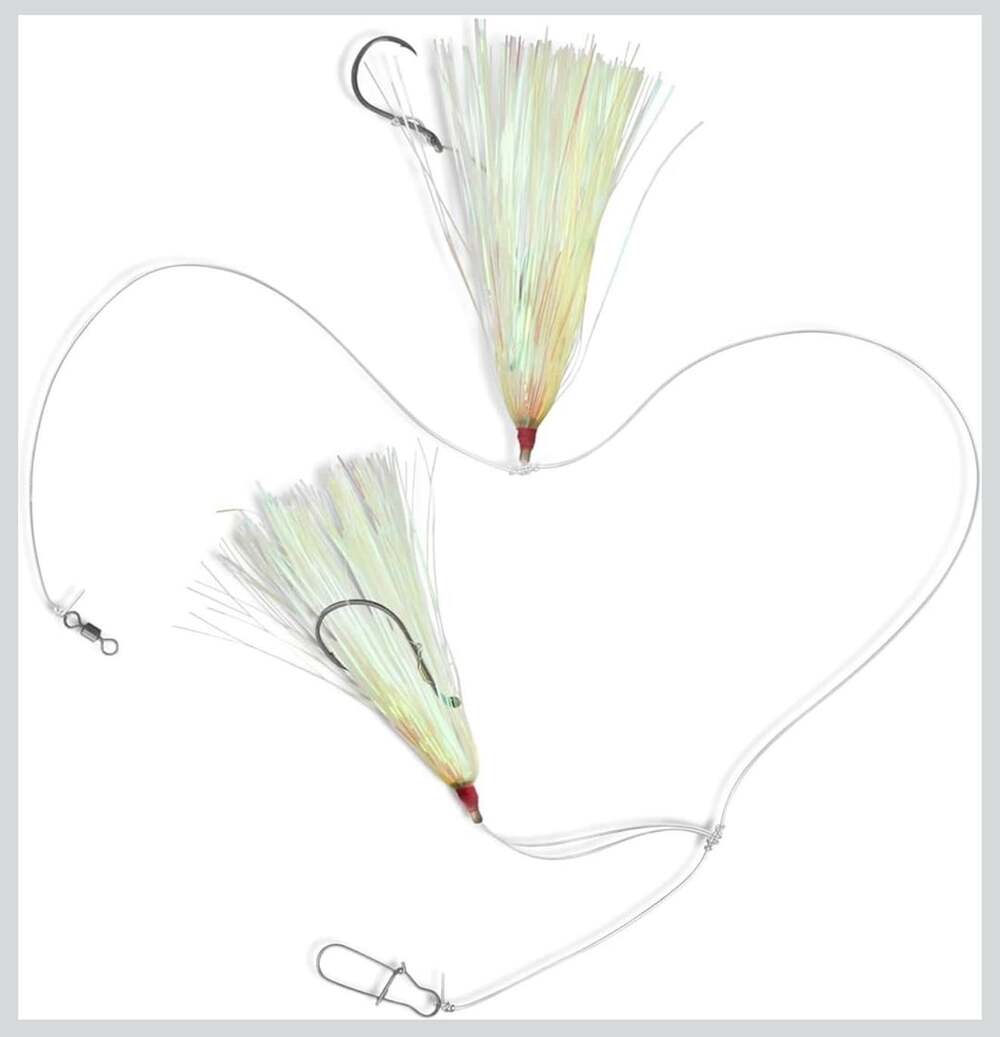 Uncle Mo's Tackle White Mylar Teaser Saltwater Fishing Hi-Lo Rig 10 Pack